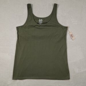 Kalon Womens Green Tank Top Scoop Neck Solid Sleeveless Size 2XL
